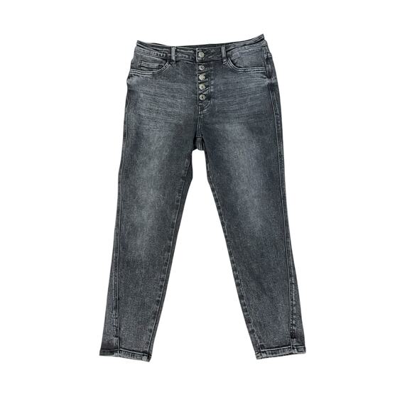 Flying Monkey High Rise Ankle Skinny Black Denim Jeans Button Fly Women’s Sz 30 - Picture 1 of 10